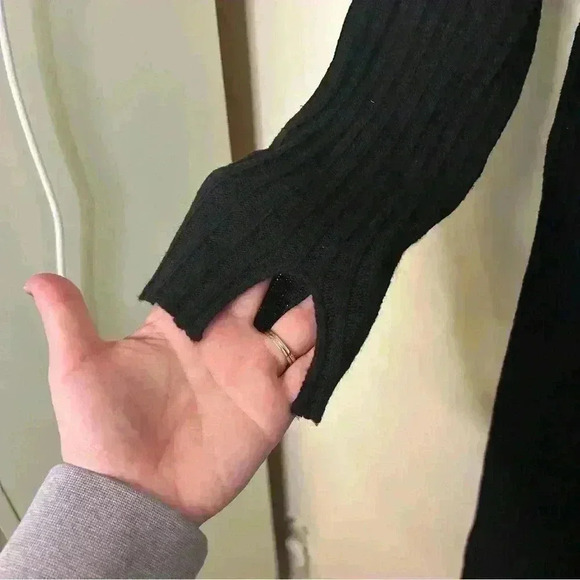 All in Favor Wool Blend Midi Sweater Dress Long Sleeve Black Size S - Picture 2 of 8